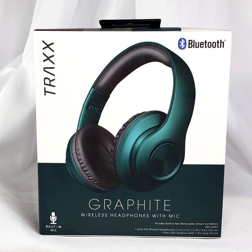 Traxx Graphite Bluetooth Wireless Headphones With Built-In Mic New in box